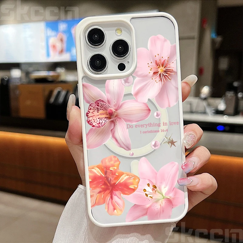 Flower Lily Hibiscus Print Clear Wireless Charger Phone Case