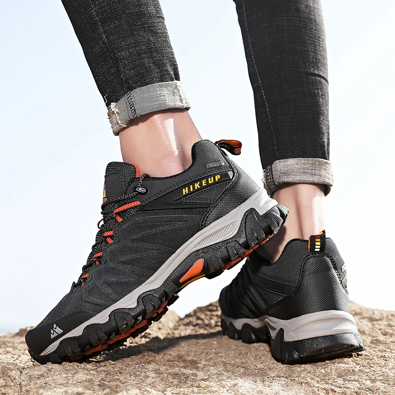 HIKEUP Hohe Qualität Leder Wanderschuhe Langlebig Outdoor Sport Männer Trekking Leder Schuhe Lace-Up Klettern Jagd Turnschuhe – Detail 27