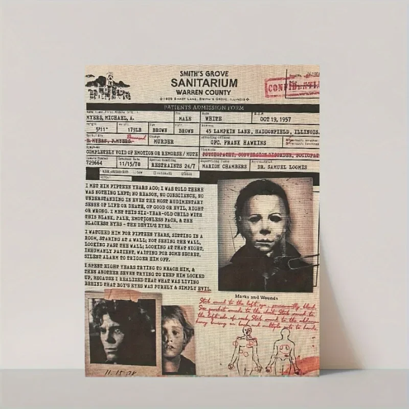Vintage Horror Wall Art Canvas Painting - Sanitarium Theme