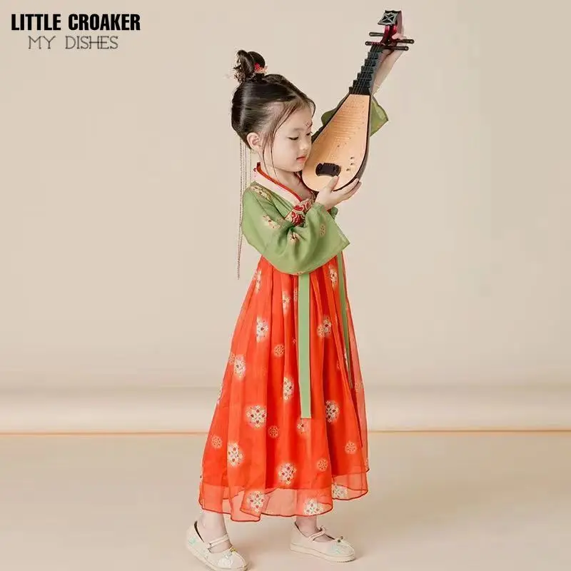 Ancient Kids Traditional Dresses Chinese Outfit Girls Costume Folk Dance Performance Hanfu Dress for Children