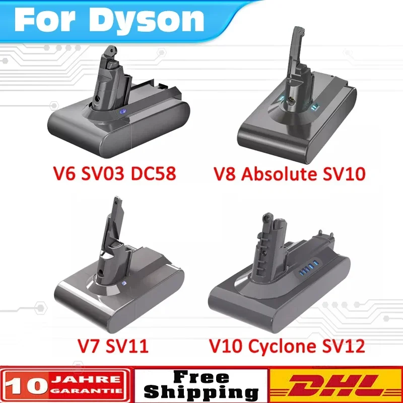 

6.0Ah/8.0Ah Сменный аккумулятор для Dyson V6 V7 V8 V10 Series SV12 DC62 SV11 sv10, ручной пылесос, запасная батарея
