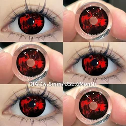 Vibrant Red Cosplay Contact Lenses - Colored Anime Eye Makeup (RAVEN - BLACK)