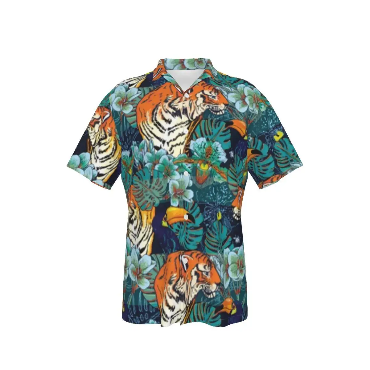 

Men's Hawaiian Shirt Cool Tiger Print for Man Beach Short Sleeve Summer Casual Button Up Tops 3D Shirts