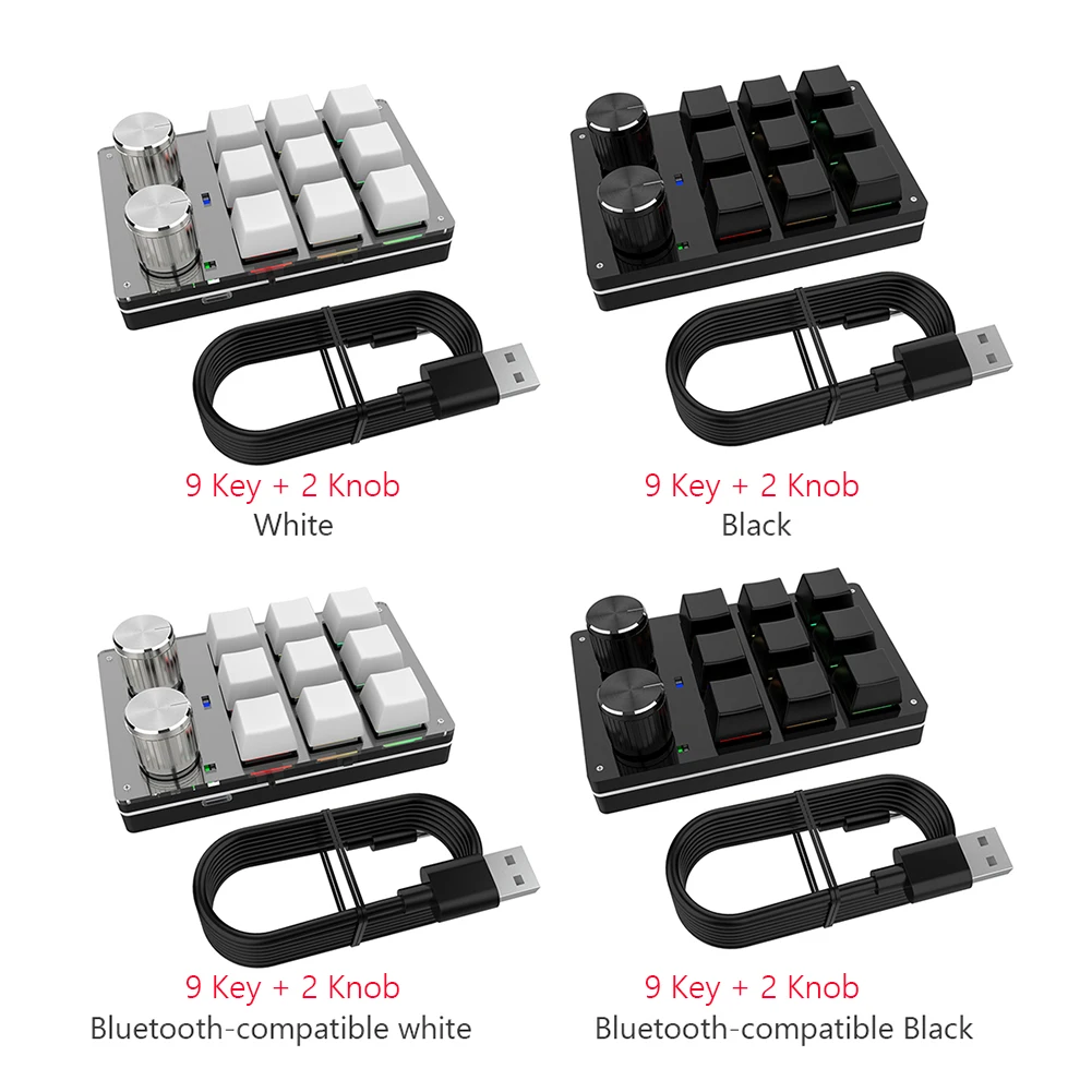 블루투스 USB 사용자 정의 3/4/6/9/12 KeysKeyboard 볼륨 노브 프로그래밍 매크로 게임 포토샵 키패드 기계식 키보드