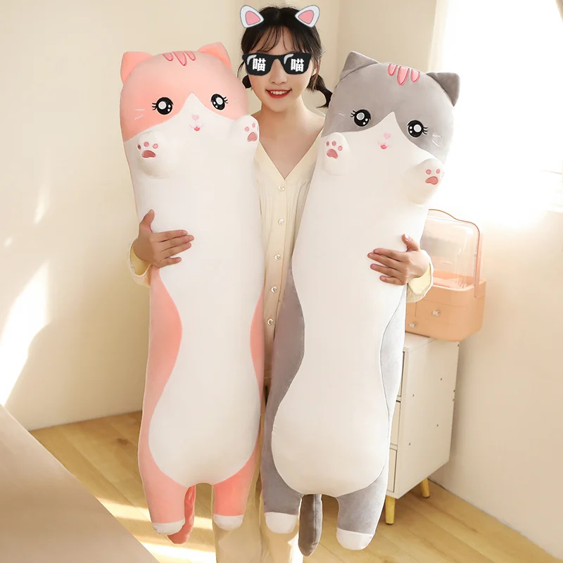 

90cm 110cm 130cm Big Size Long Toy Pillow Stuffed Cat Long Throw Pillow Cushion Bed Use Home Sofa Decor Toys