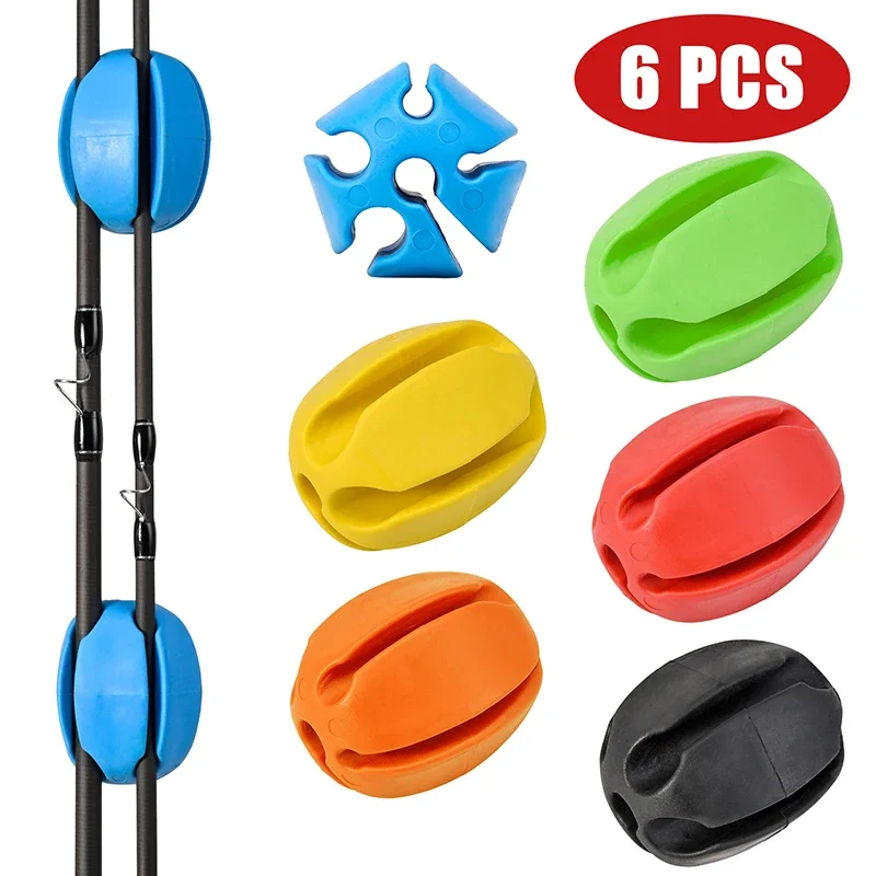 6PCS 5 HoleSilicone Fishing Rod Holder Ball Straps Lightweight Fishing Tackle Ties Organizer Storage Racks Fishing Accessories 4
