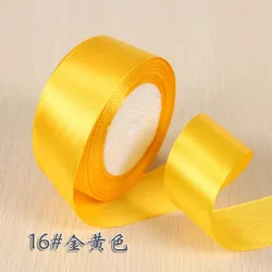Luxurious Silk Satin Ribbon Roll for Gift Wrapping and Decorative Crafts - Multiple Widths Available (Golden Yellow)