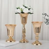 20cm 27cm 37cm Metal Trumpet Vase Home Restaurant Decoration Europe Rose Gold Color Flower Holder for Wedding Party Table 1