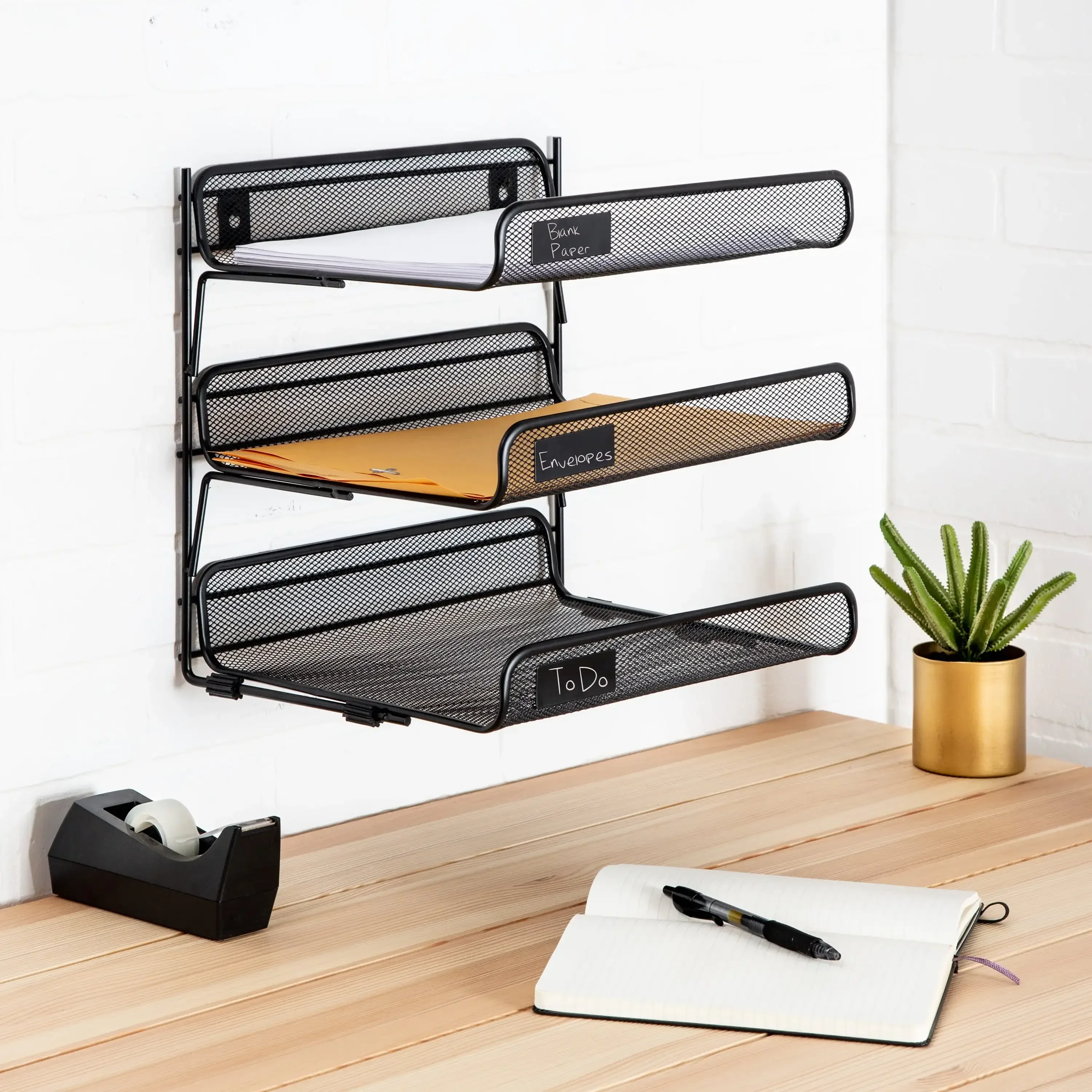 

g 3-Tier Desktop or Hanging File Organizer, Black Table Organizer