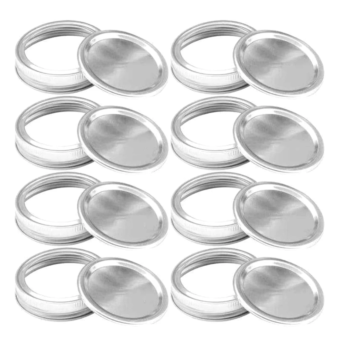

24Sets 70mm Split-Type Wide Mouth Sealing Jars Lids Canning Caps Leak Proof Seal Rings Replacement Tinplate Cover Silver