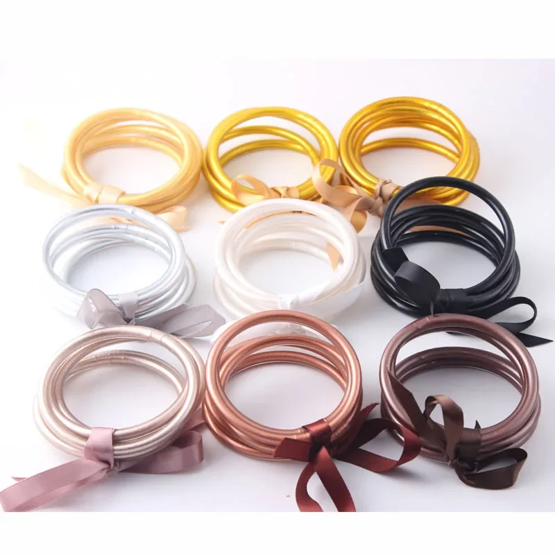 5pcs/set Bracelet Jonc Bouddhiste Glitter Jelly Bangles Braclet for Women Friendship Bracelets Waterproof Beach Femme 5