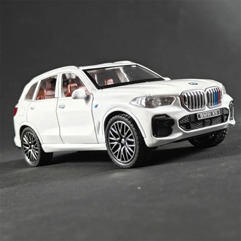 1:32 BMW X5 SUV 합금 오프로드 디캐스트 모델 시뮬레이션 사운드 라이트 장난감 세련된 장식 장식 생일 선물 친구