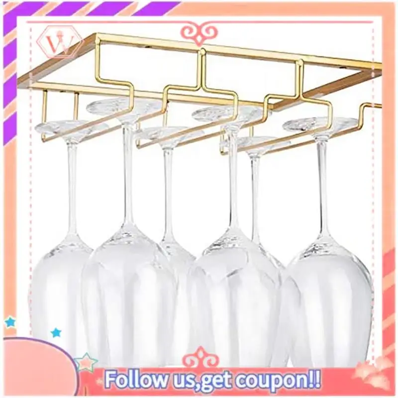 Upgraded 3 Rows Wine Glass Rack Under Cabinet Stemware Holder Iron Wine Glass Organizer Glasses Storage Hanger For Bar Kitchen