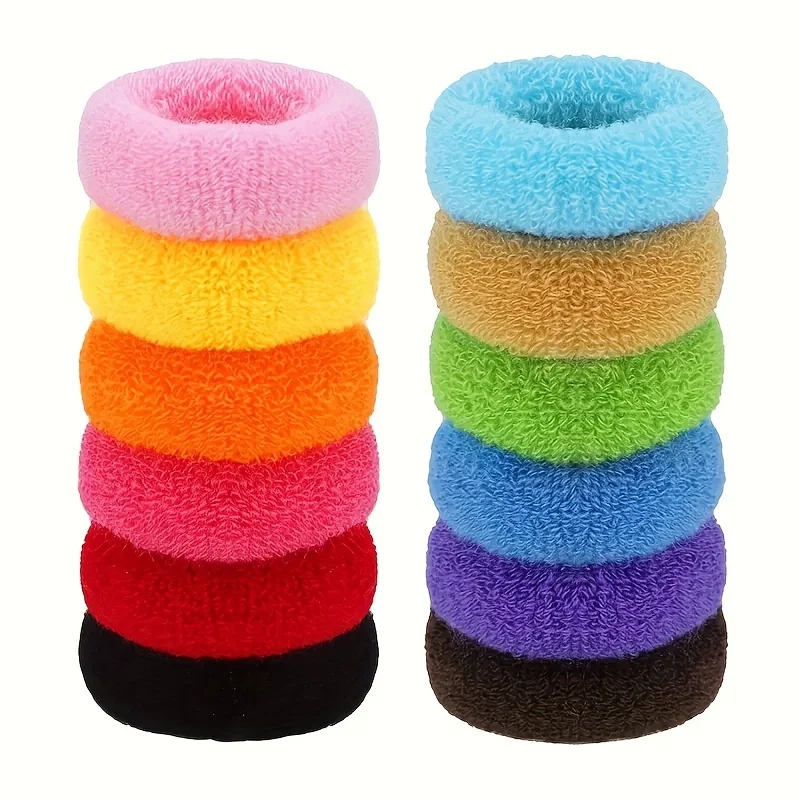 Attaches de cheveux couleur bonbon, 12 pièces, corde élastique en coton, porte-queue de cheval, bandeau sans couture, bande épaisse, accessoires pour cheveux pour femmes