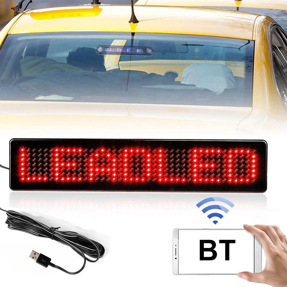 Car LED Strip DIY Programmable Sign Moving Scrolling Message Display Board Screen Bluetooth App Control Car Advertising Board