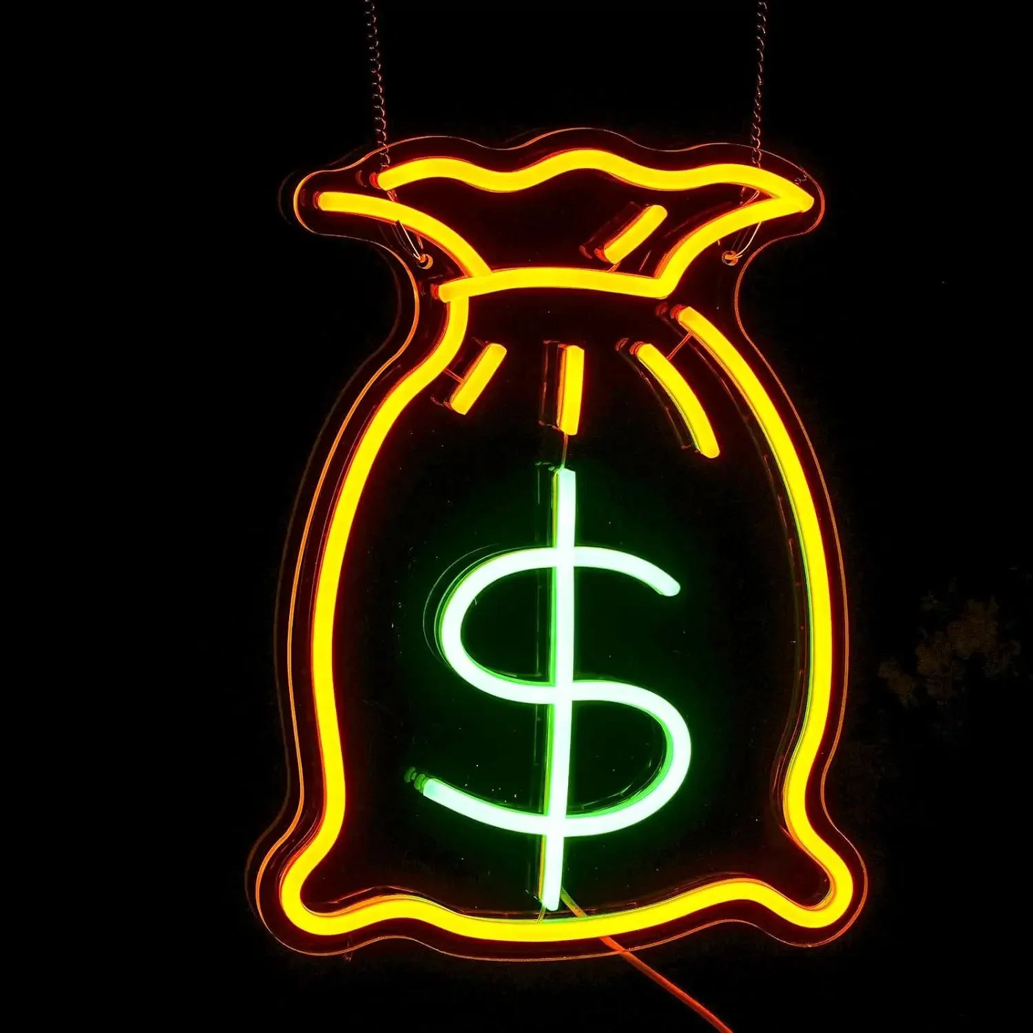 Description Picture 4 of itemBag Of Money Neon Sign For Wall Decor Golden LED Neon Light Living Game Room Decor For Bedroom Office Restaurant Bar Shop Party