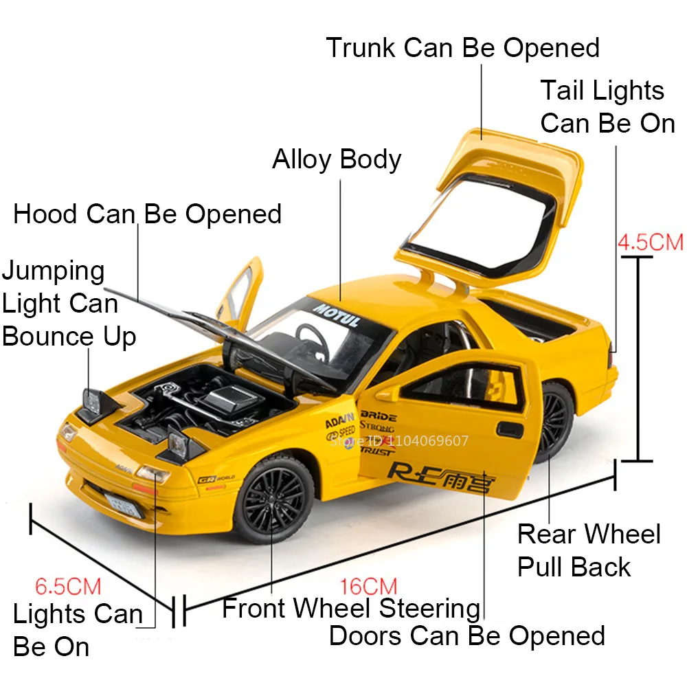1:32 Scale Diecast Alloy Toy Sports Car with Sound and Light Features