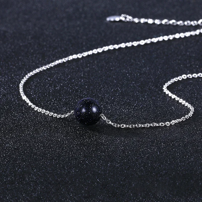 925 Sterling Silver Blue Sandstone Pendant Necklace for Women