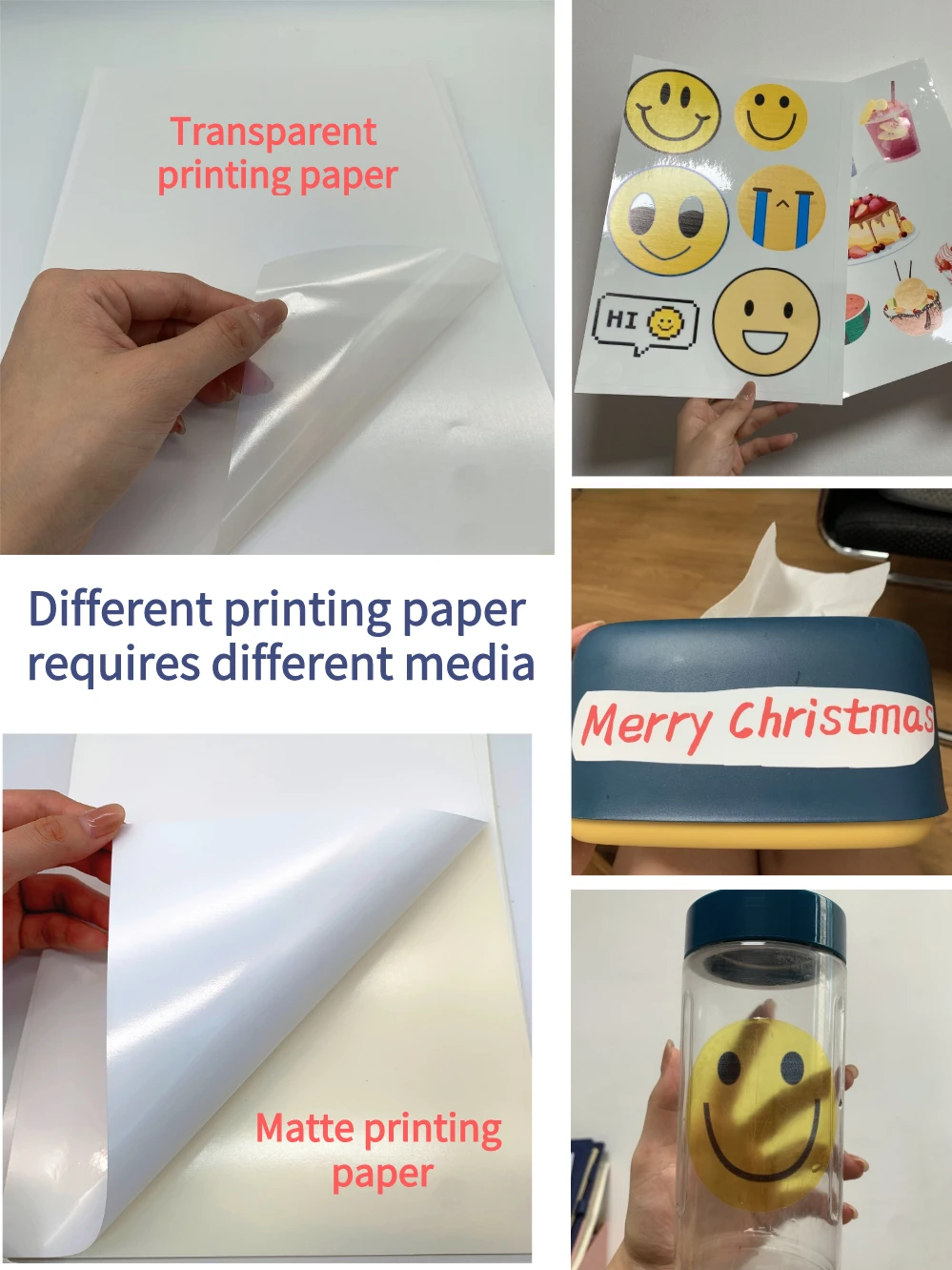 10 pcs Transparent Vinyl Sticker Paper Matte Sliver A4 Label Sticker for laser Inkjet Printer Glossy adhesive print paper