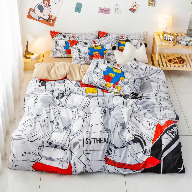 Bedding Sets GUNDAMS US/Europe/UK Size Quilt Cartoon Piece Bed Cover Duvet Cover Pillow Case 2-3 Pieces Sets