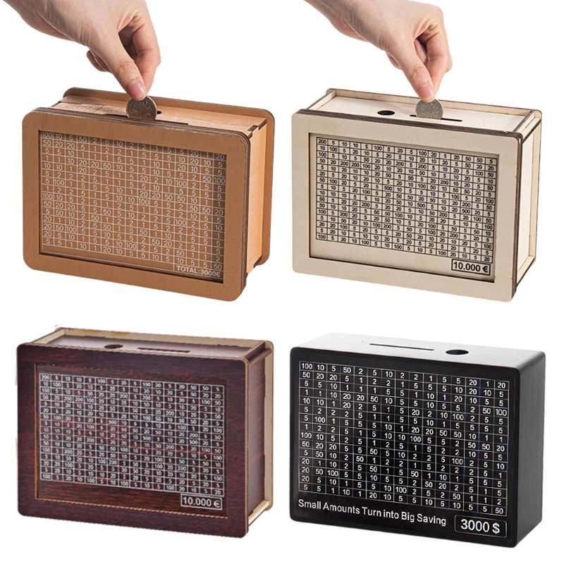 Wooden Piggy Bank DIY Euro Cash Saving Case 500/1000/2000/3000/5000/10000 Euro Piggy Bank Saving Box Piggy Bank Wooden Piggy Bank Wooden Money Box