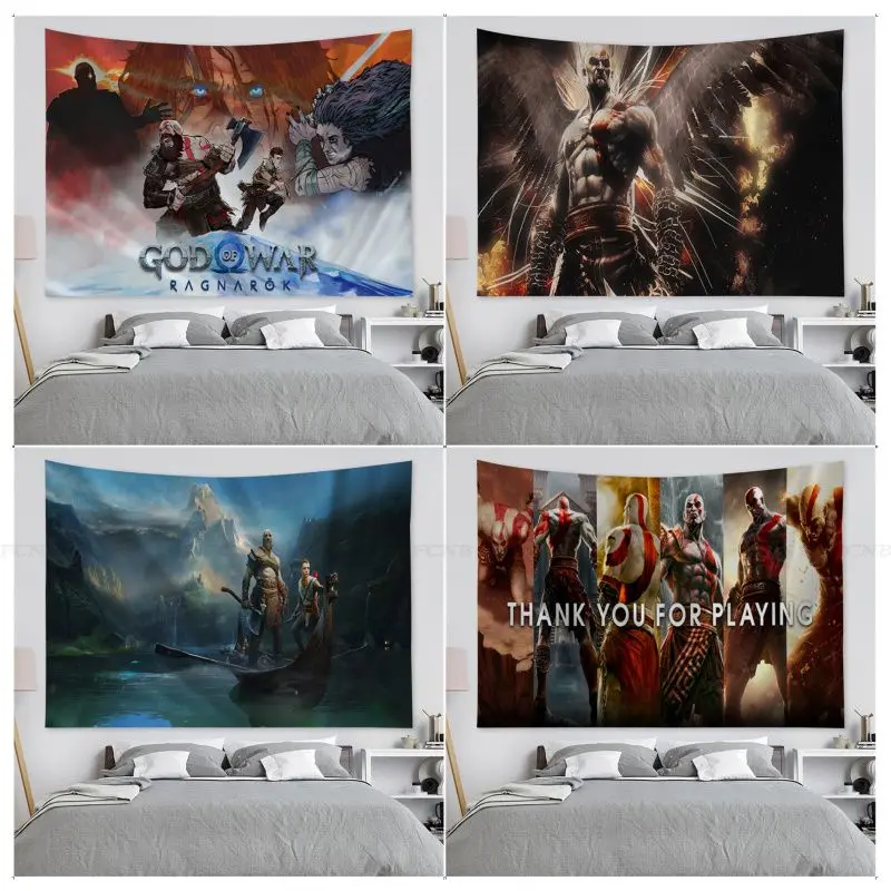 

god of war Tapestry Cartoon Tapestry Art Science Fiction Room Home Decor Wall Hanging Sheets