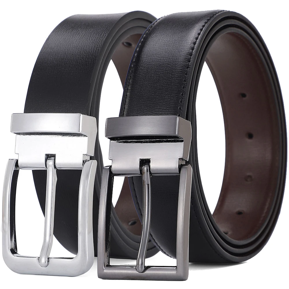 Men Genuine Leather Belt Luxury Pin Buckle Belts Thick  Strap Male Jeans for Man