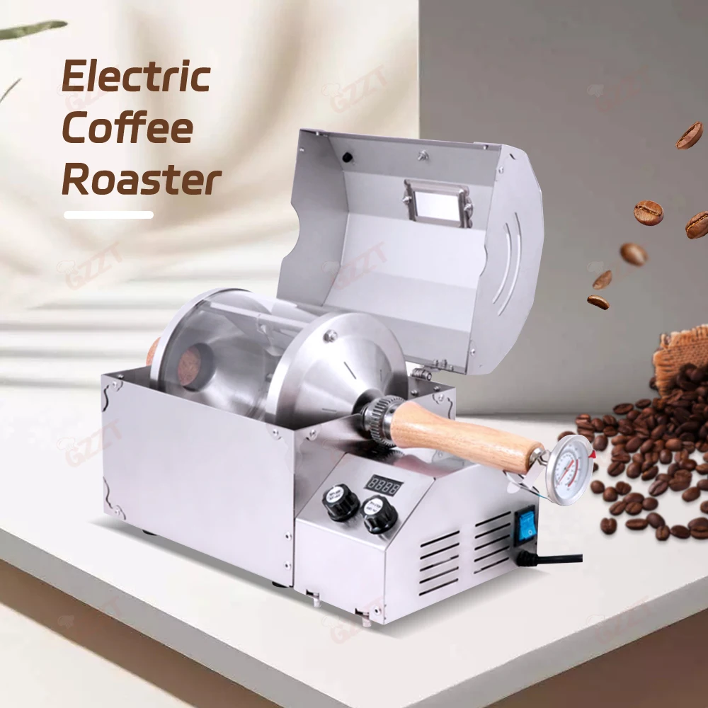 GZZT 400ELCR Multifunctional Electric Coffee Bean Roaster Speed ​​Adjustment 100-300&deg;C 400g Stainless Steel Coffee Roaster