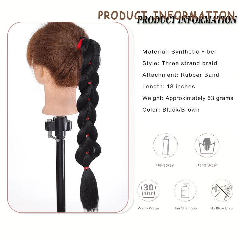 LUPU Synthetic Ponytail Hair Extensions Women LongPonytail Braids With Rubber Bands Heat resistant Hairpieces Braided Ponytail