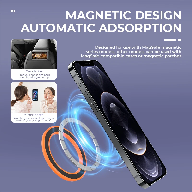 Per Magsafe Forte anello magnetico Supporto per telefono Supporti Magnete adesivo Supporto per telefono cellulare da parete Supporto per cruscotto per auto per IPhone 15 - immagine 3