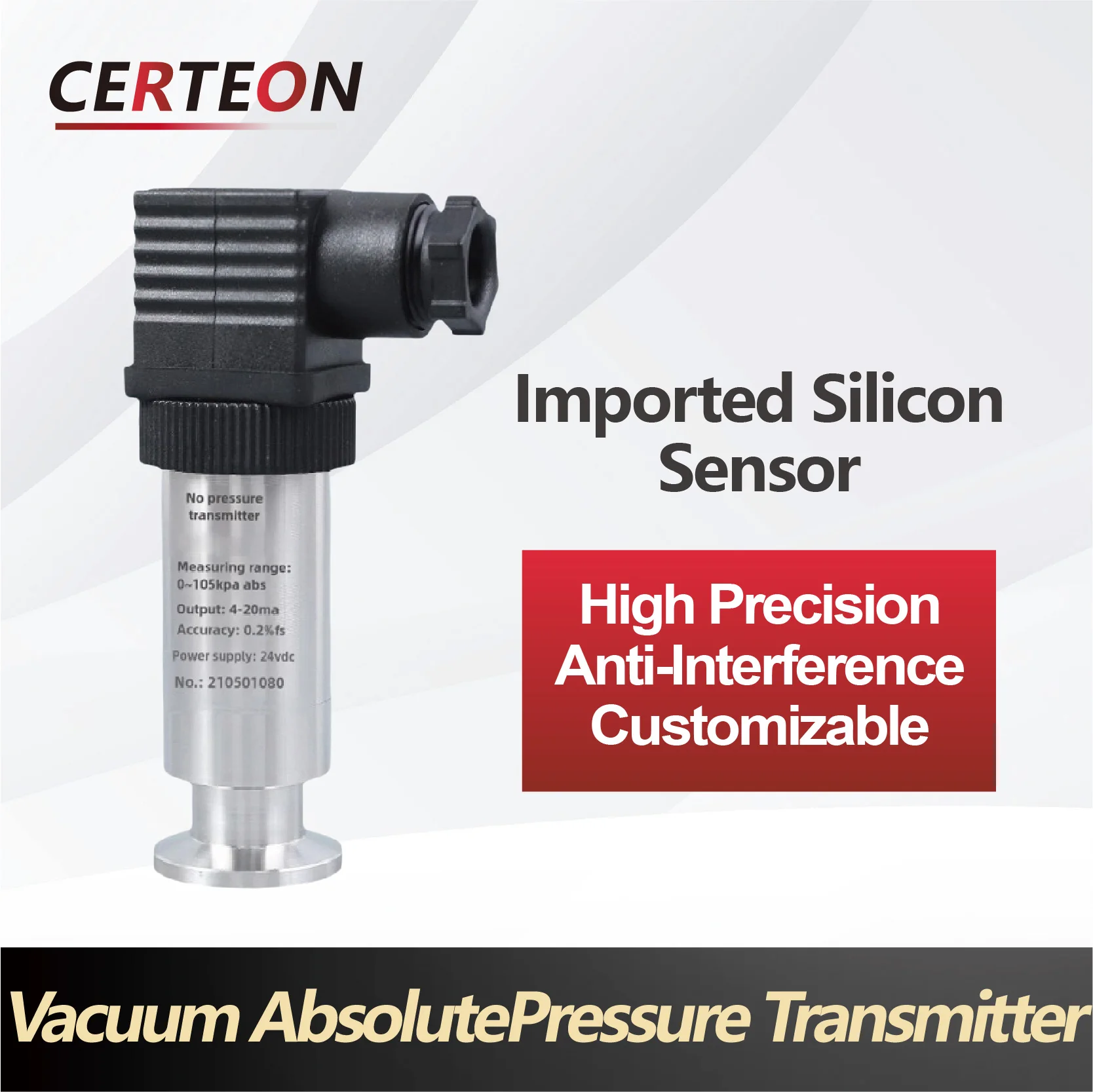 Pressure Sensor Vacuum Pressure Transmitter KF16 4-20mA 0-10V RS485 Absolute Pressure Sensor High Precision Industrial Vacuum Gauge
