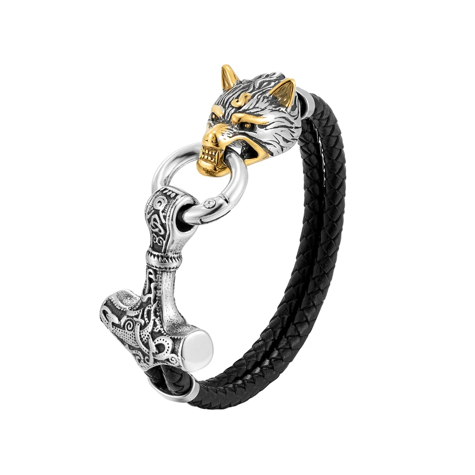 Dawapara Braccialetto Agnetico Da Uoo In Lega Con Lupo Vichingo - Foto 4