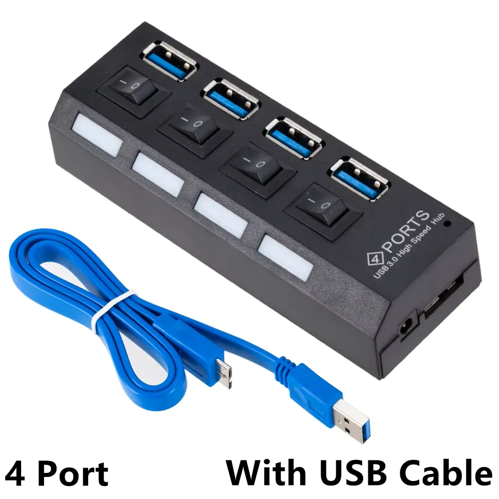 Enhanced USB 3.0 Hub with Power Adapter - 4/7 Port Splitter