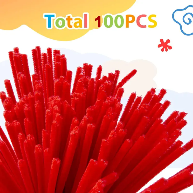 Multi-Color Chenille Stems Pipe Cleaners Kids Plush Stick Children's Educational Toys For DIY Creative School Projects 100Pcs chenille pipe cleaners chenille craft supplies