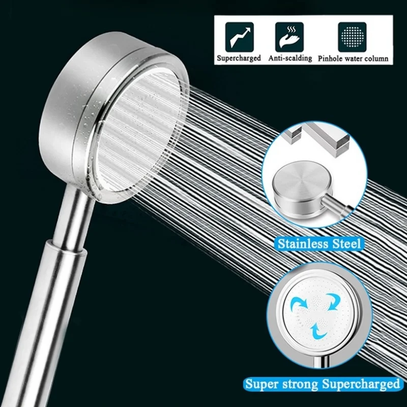 SUS 304 Stainless Steel Bathroom Handheld Shower Head High Pressure Water Saving Sprayer Nozzle Supercharged Rainfall Showerhead 6