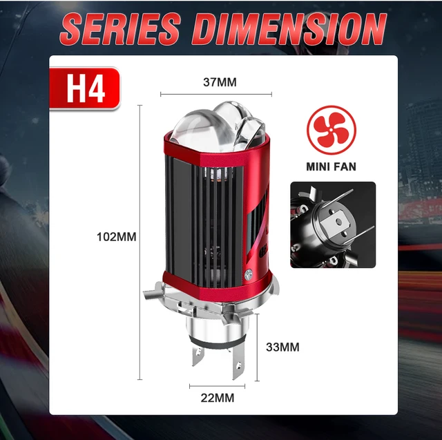 2PC Bi LED H4 Projector Lens 1600000LM Mini Car Bulb 2000W Canbus Auto Motorcycle Mini Projector Dual High Low Beam LHD PlugPlay 6