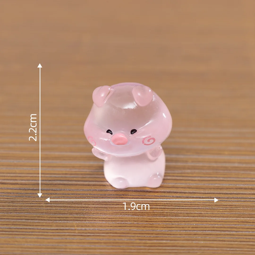 50/20PCS Mini Pink Pig Glow At Night Kawaii Home Decor Luminous Cute Piggy Miniature Figurines Desk Decoration DIY Accessories 5