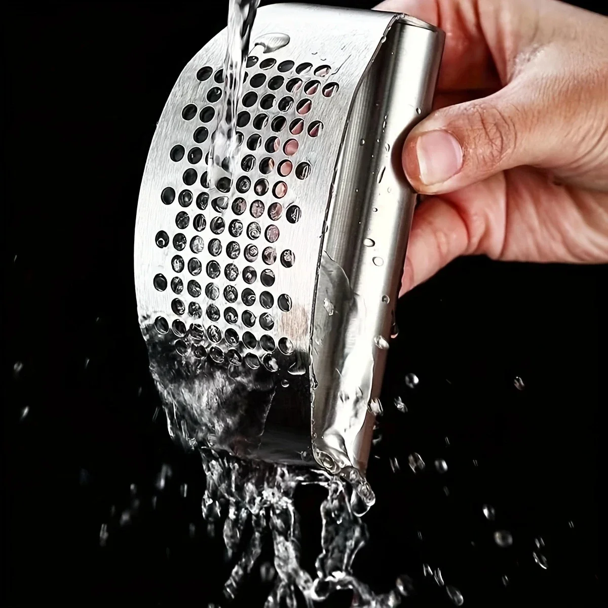 Stainless Steel Garlic Press Manual Mincer Tools Curve