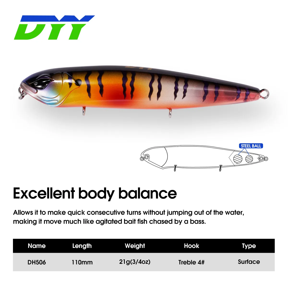 DYY Walker Stickbait 11cm 21g Surface Floating Walking Dog Wobblers Chunk Artificial  Hard Bait for Pike Bass Fishing Lures - AliExpress