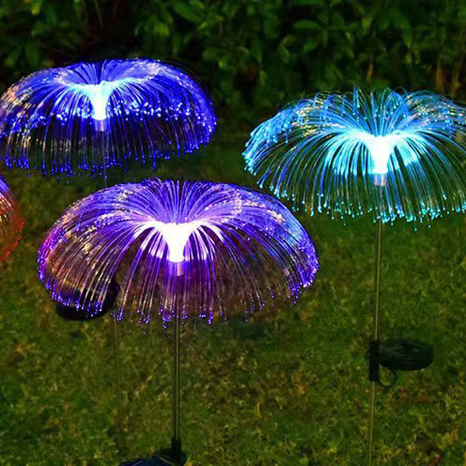 Seven Color Changing Solar Jellyfish Lights Waterproof Outdoor Garden Lights For Patio Courtyard Pathway Landscape Decoration