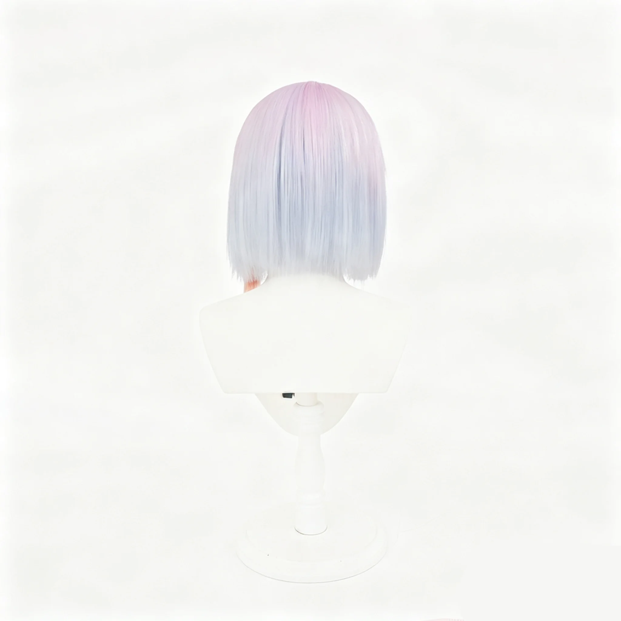 Parrucca Sintetica Corta con Frangia Multicolore Sfumato Stile Punk Anime Lucy Pastel Arcobaleno per Cosplay a Tema Sci-fi - immagine 3