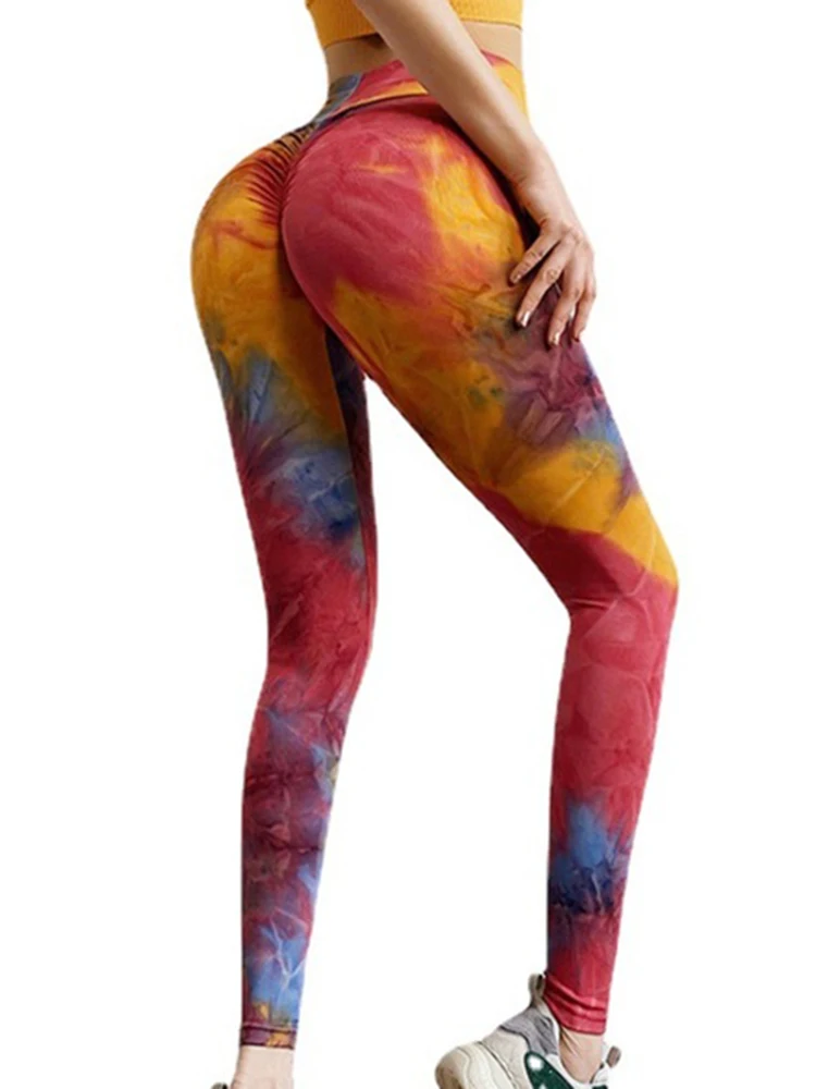 

Seamless Leggings Women Tie Dye Printed Leggins Gym Training High Waist Elastic Yoga Pants Fitness Joggings Sport Running Femme