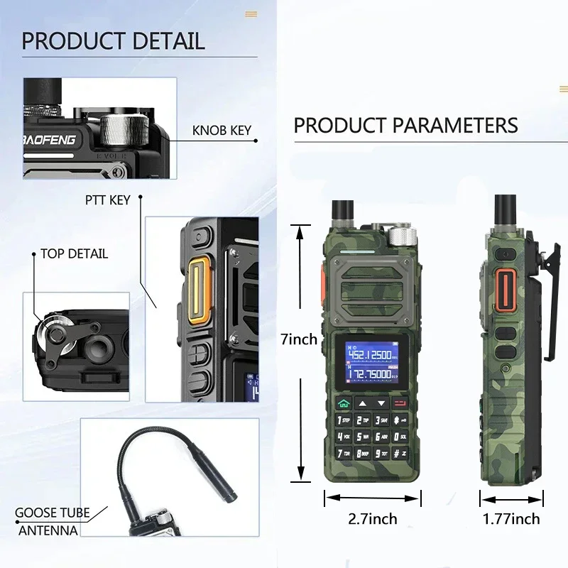 Baofeng UV-25M Walkie Talkie UV-25 10W 999CH Multi-band Amateur AM/FM Radio 10KM Frequency Copy NOAA USB-C Charger Ham Radio 5