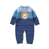Cute Teddy Bear Long Sleeve O-neck Knitted Acrylic Newborn Infant Boys & Girls Winter Rompers Blue 0-18M Baby Bodysuit Jumpsuit