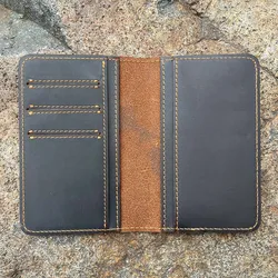 Custom Engraved Genuine Leather Men's Billfold with Checkbook Holder (Dark Brown)