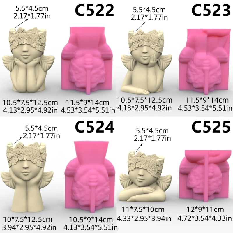 E0BF Cover Eyes Girl Gypsum Flower Pot Silicone Mold Epoxy Resin Casting Mold Succulent Vase Cement Clay Mold Pen Holder Mold