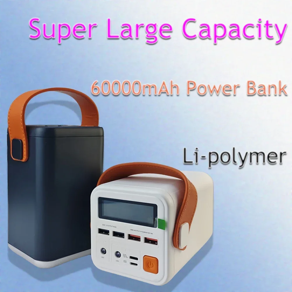 

60Ah Power Bank with Digital Display Outdoor Camping Power Bank Large Capacity 18WPD Fast Charging Energy Storage Power Bank