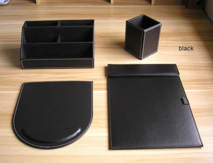 8PCS office business leather desk organizer set file drawer stand holder stationery pen box A4 conference folder card stand K256