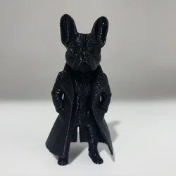Elegant French Bulldog Gentleman Sculpture with Sunglasses and Windbreaker Design (Black)