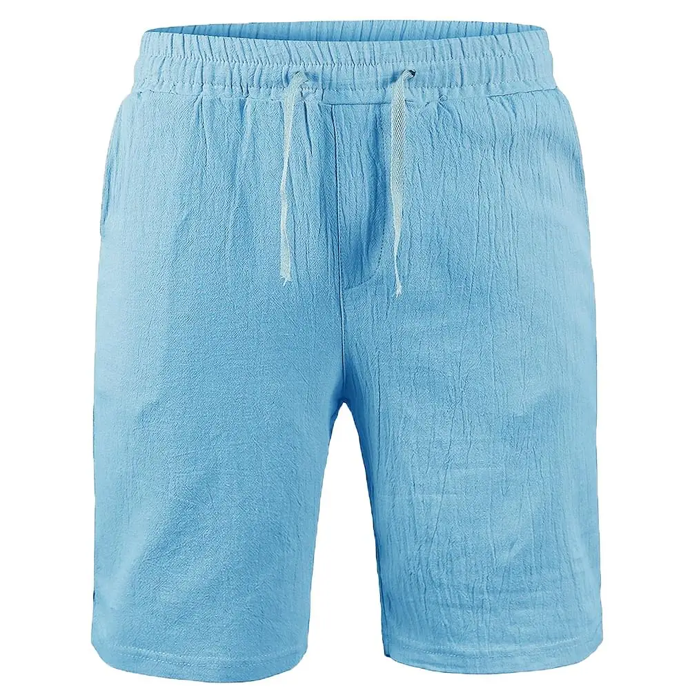 New Men's Cotton Linen Shorts Pants Male Summer Breathable Solid Color Linen Trousers Fitness Streetwear S-3XL 3